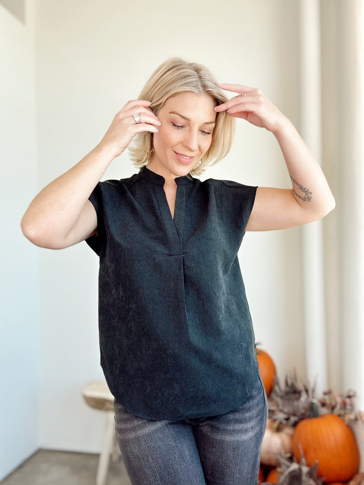 Marley Suede Blouse Black