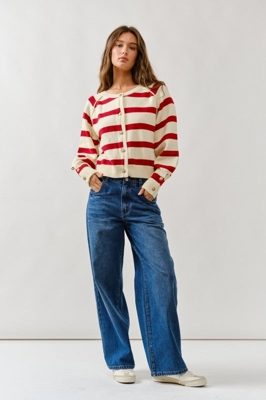 Jo Striped Sweater Cardigan