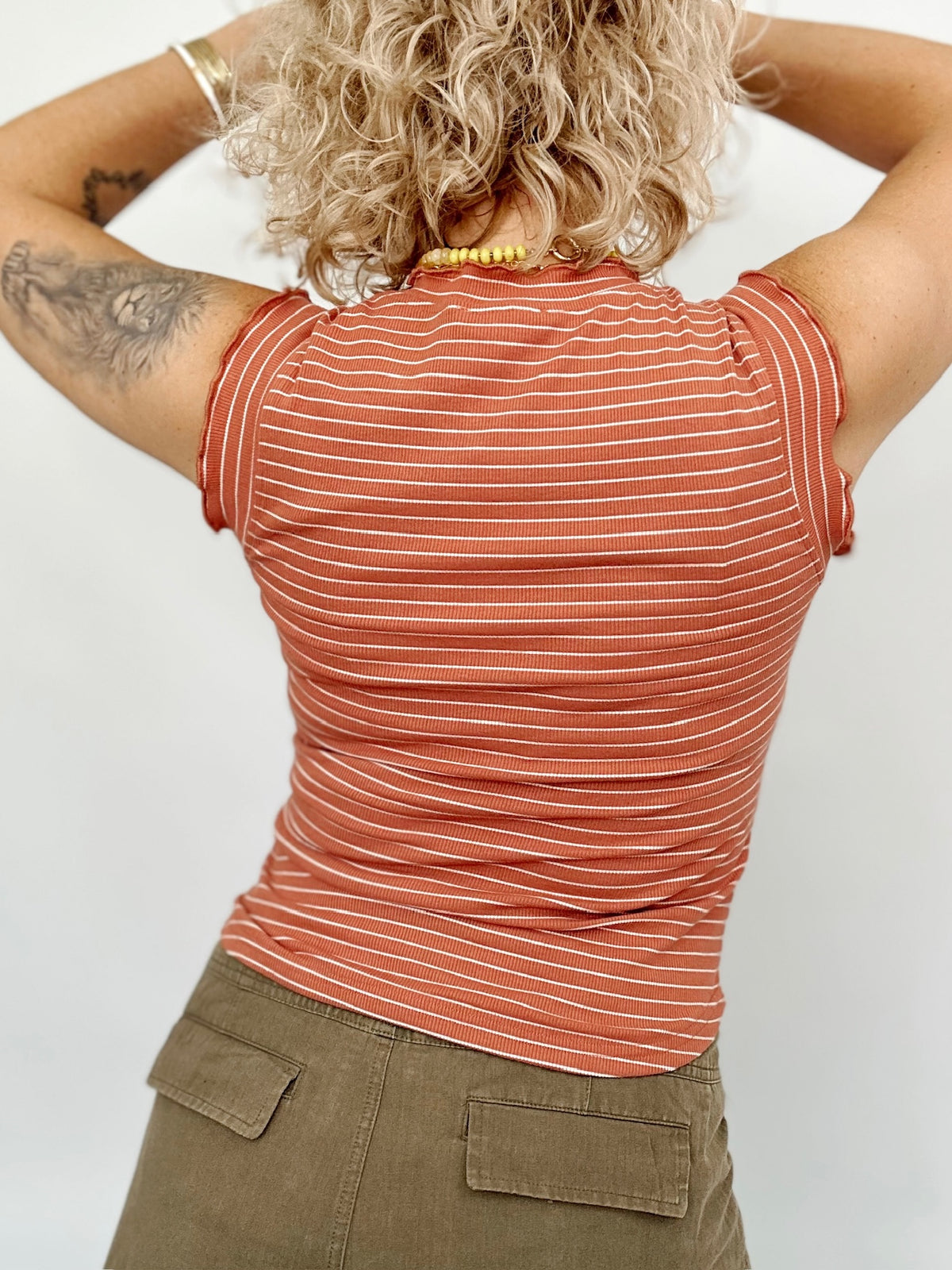 Jojo Stripe Ruffle Sleeve Top Sunstone