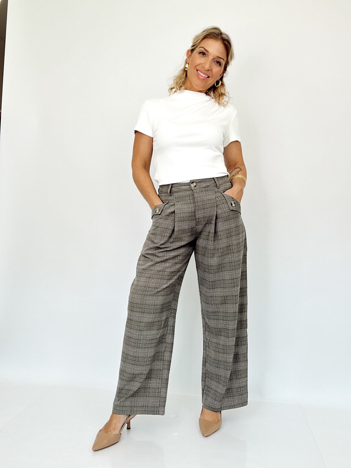 Penny Plaid Pleated Pants
