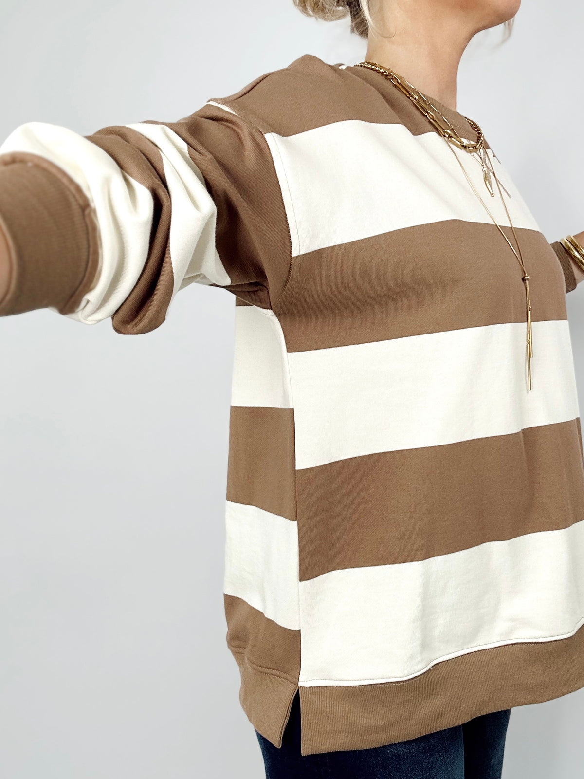 Vanna Wide Stripe Top Mocha