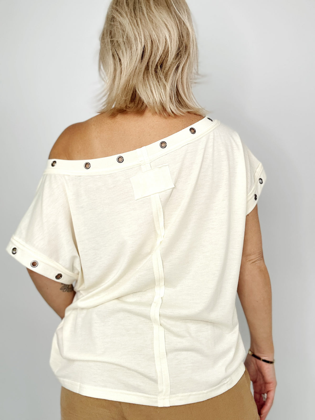 Saylor Metal Trim Eyelet Top