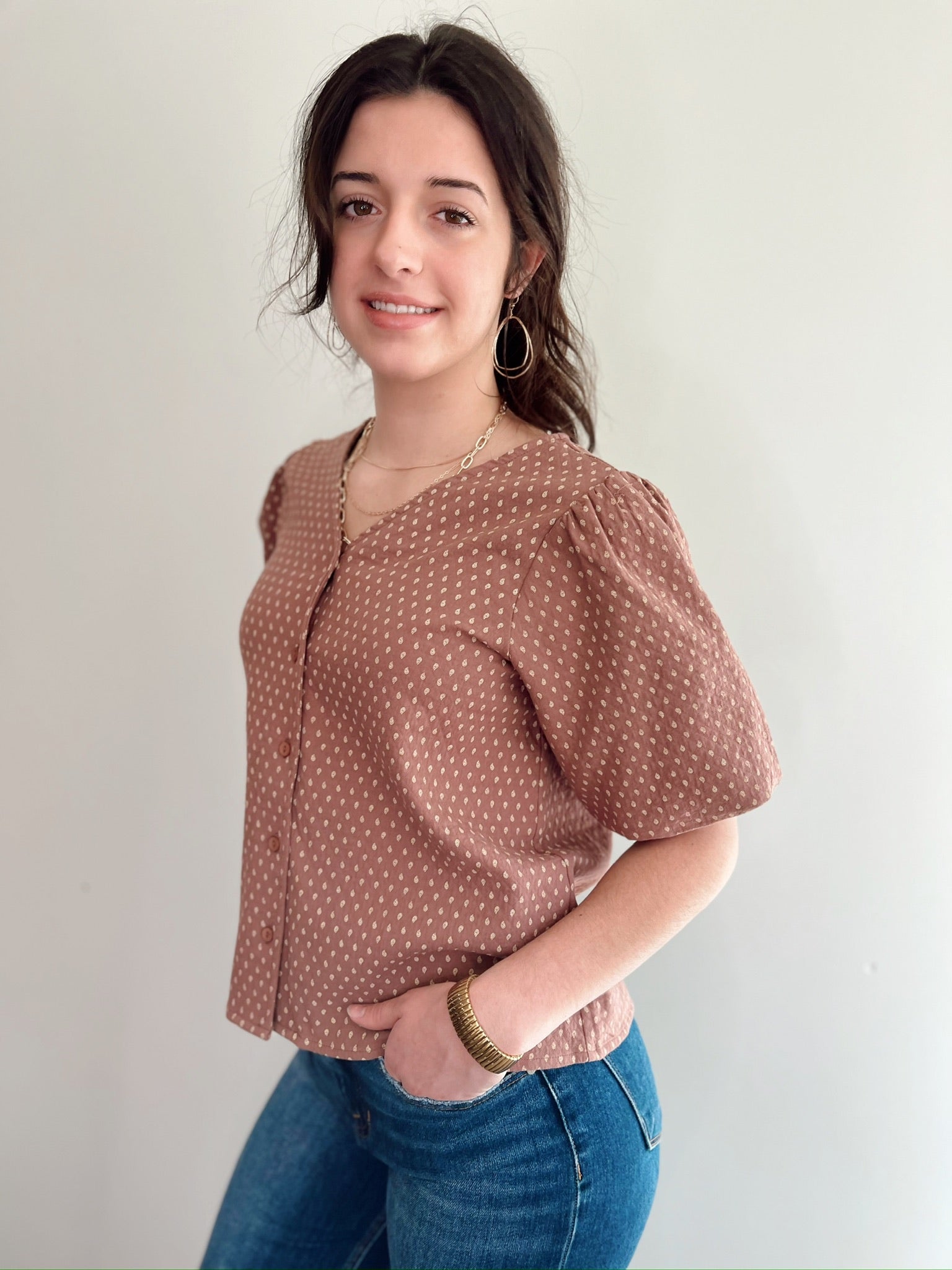 Josephine Paisley Blouse, Burl Wood