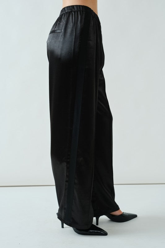 Phoebe Satin Pants Black