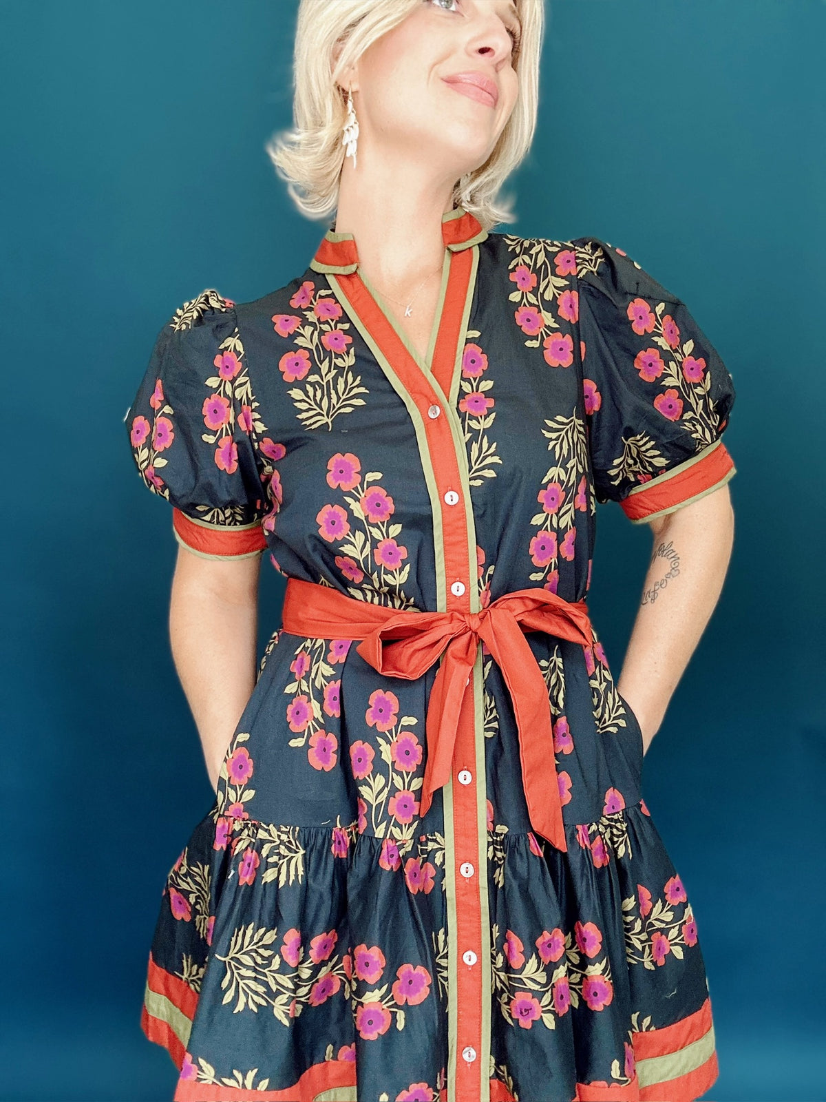 Lara  Floral Mini Dress Black