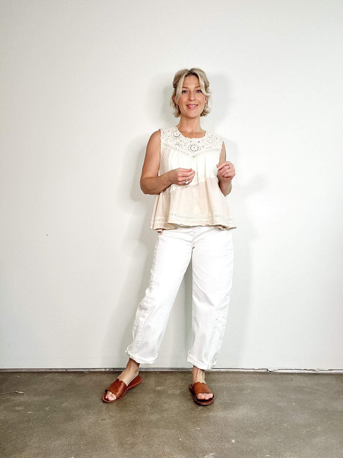 Lara High Rise Barrel Jeans Cream