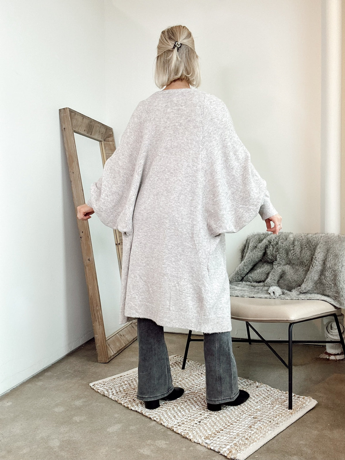 Laurel Oversized Knit Cardigan Taupe