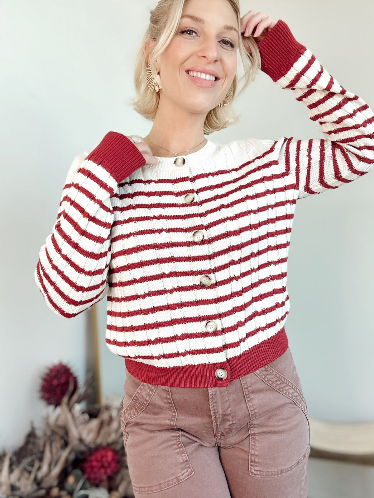 Kailey Stripe Cable Cardigan