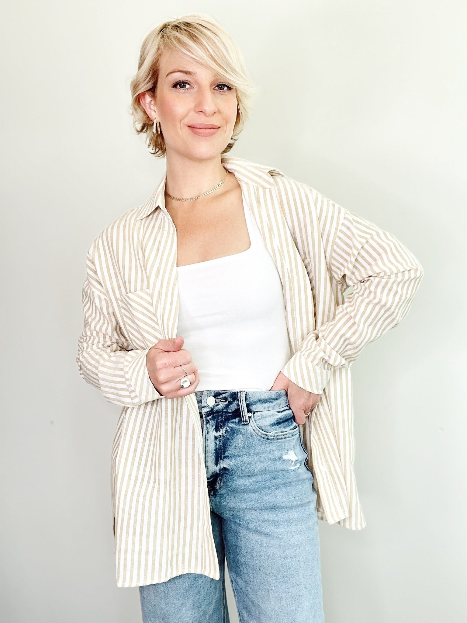 Chelsea Striped Button Down Shirt Mustard