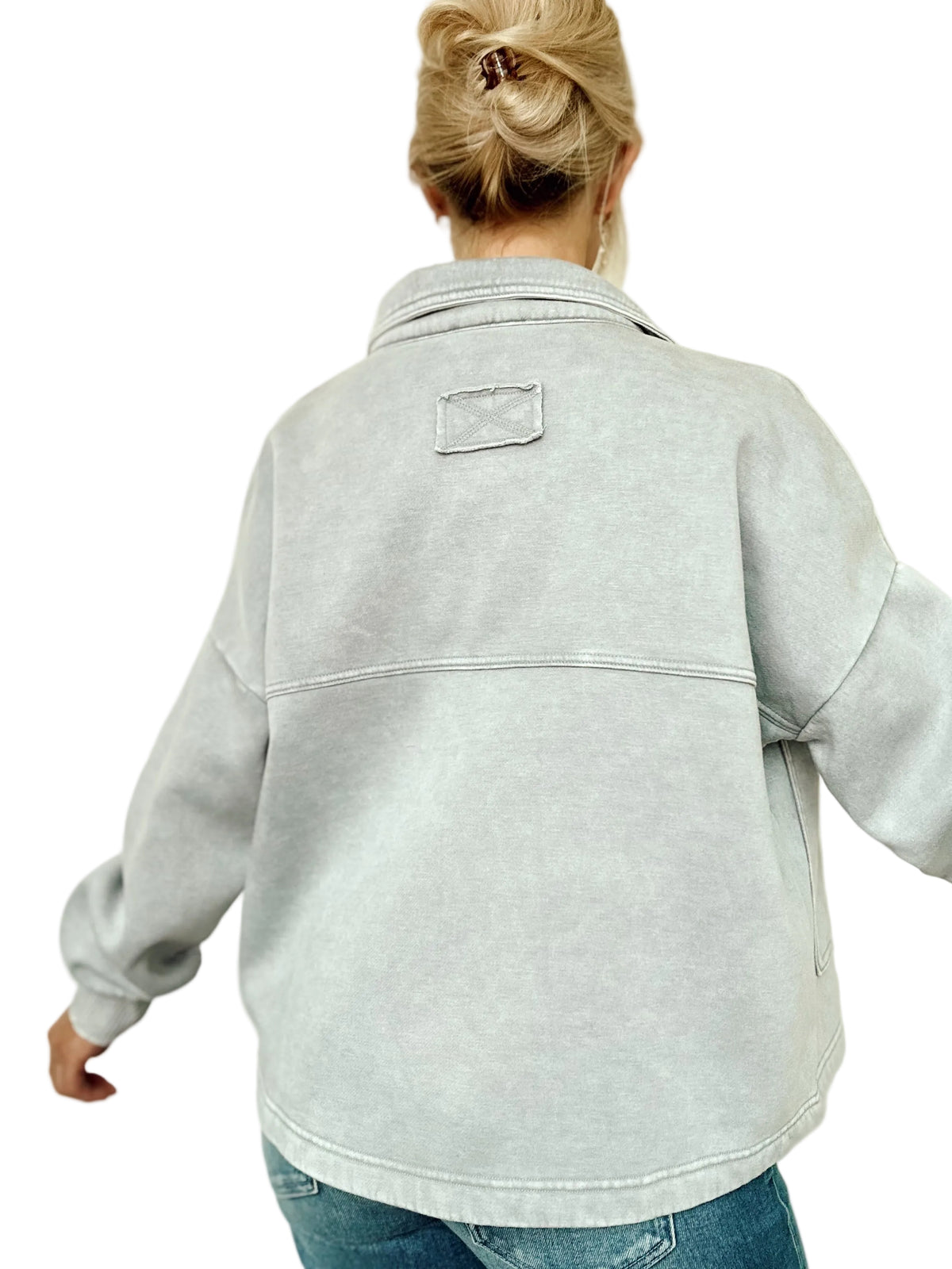 Sybil Fleece Cropped Shacket Sleet