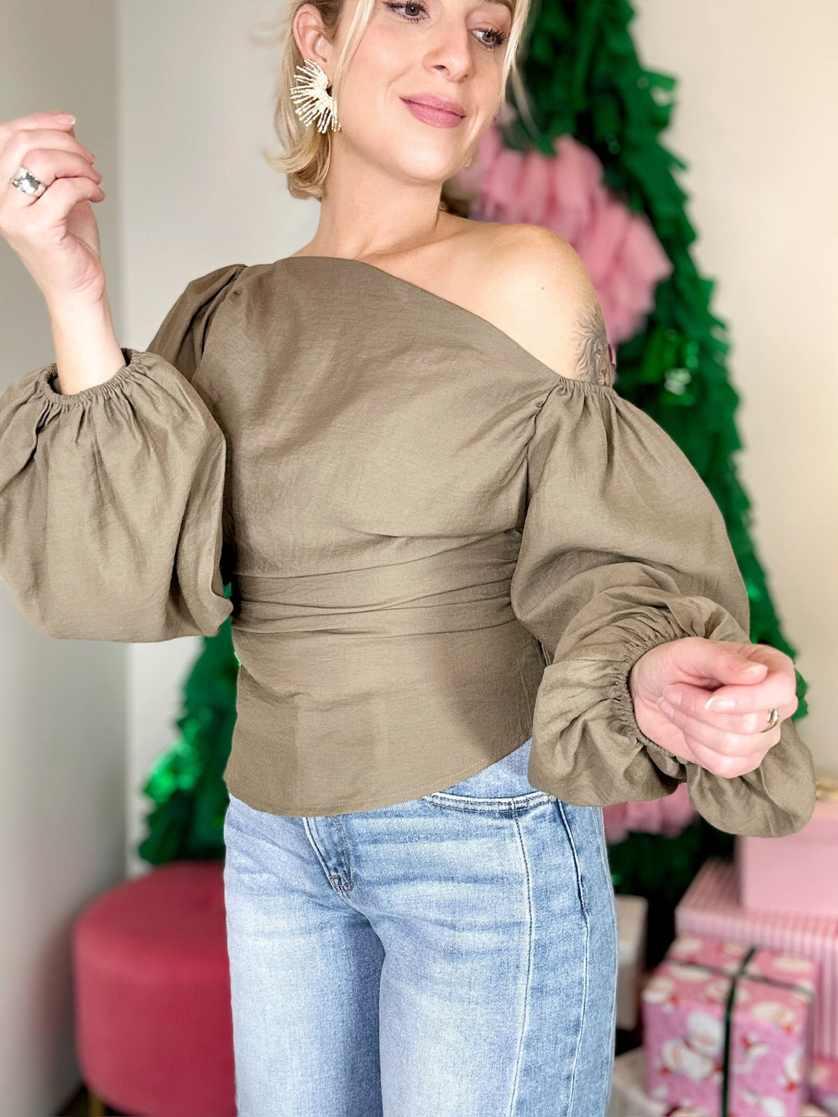 Billy One Shoulder Ballon Sleeve Top