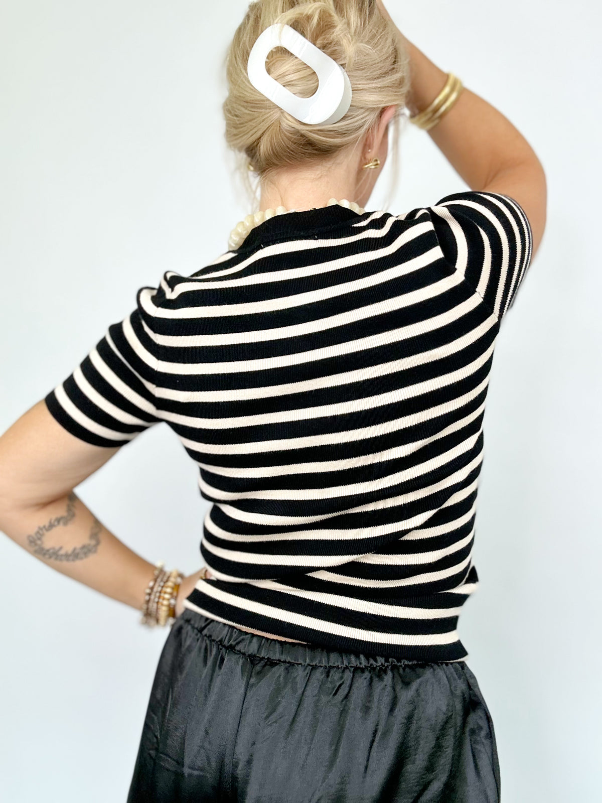 Carmen Striped Sweater Black