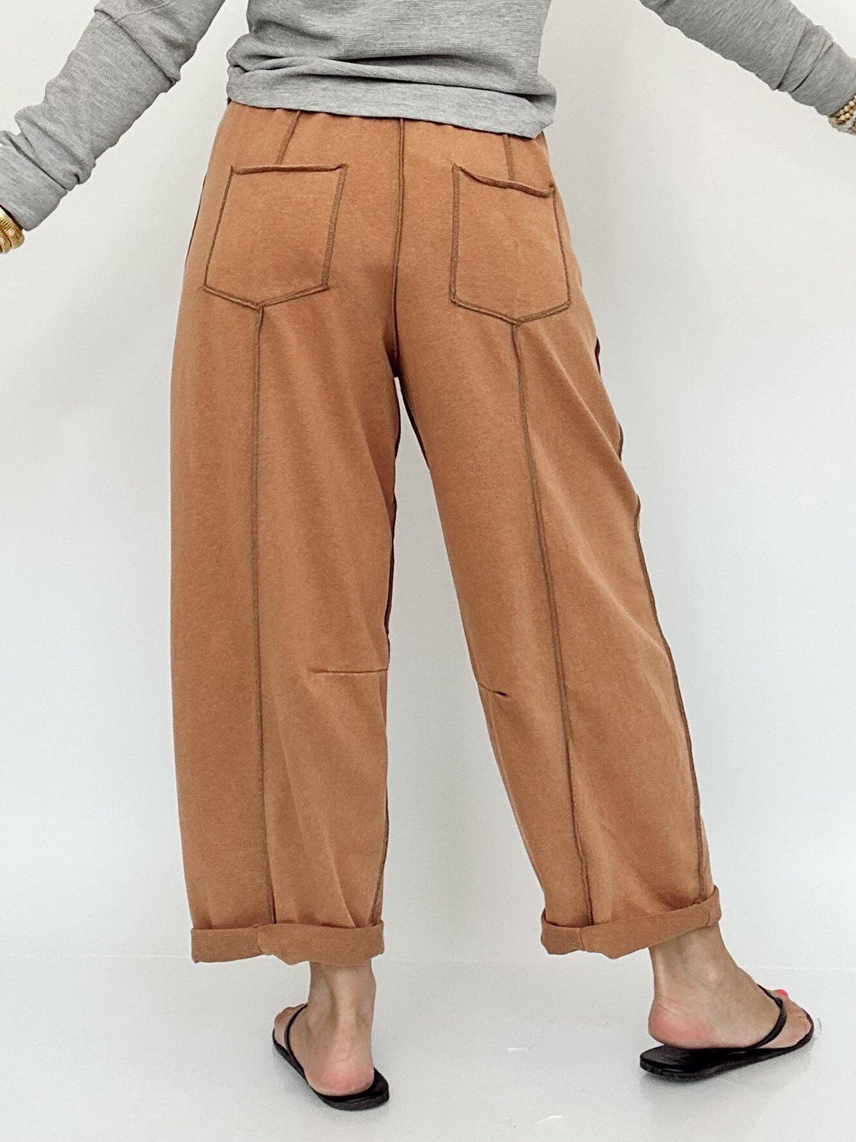 Heidi Barrel Fit Utility Knit Pants Camel