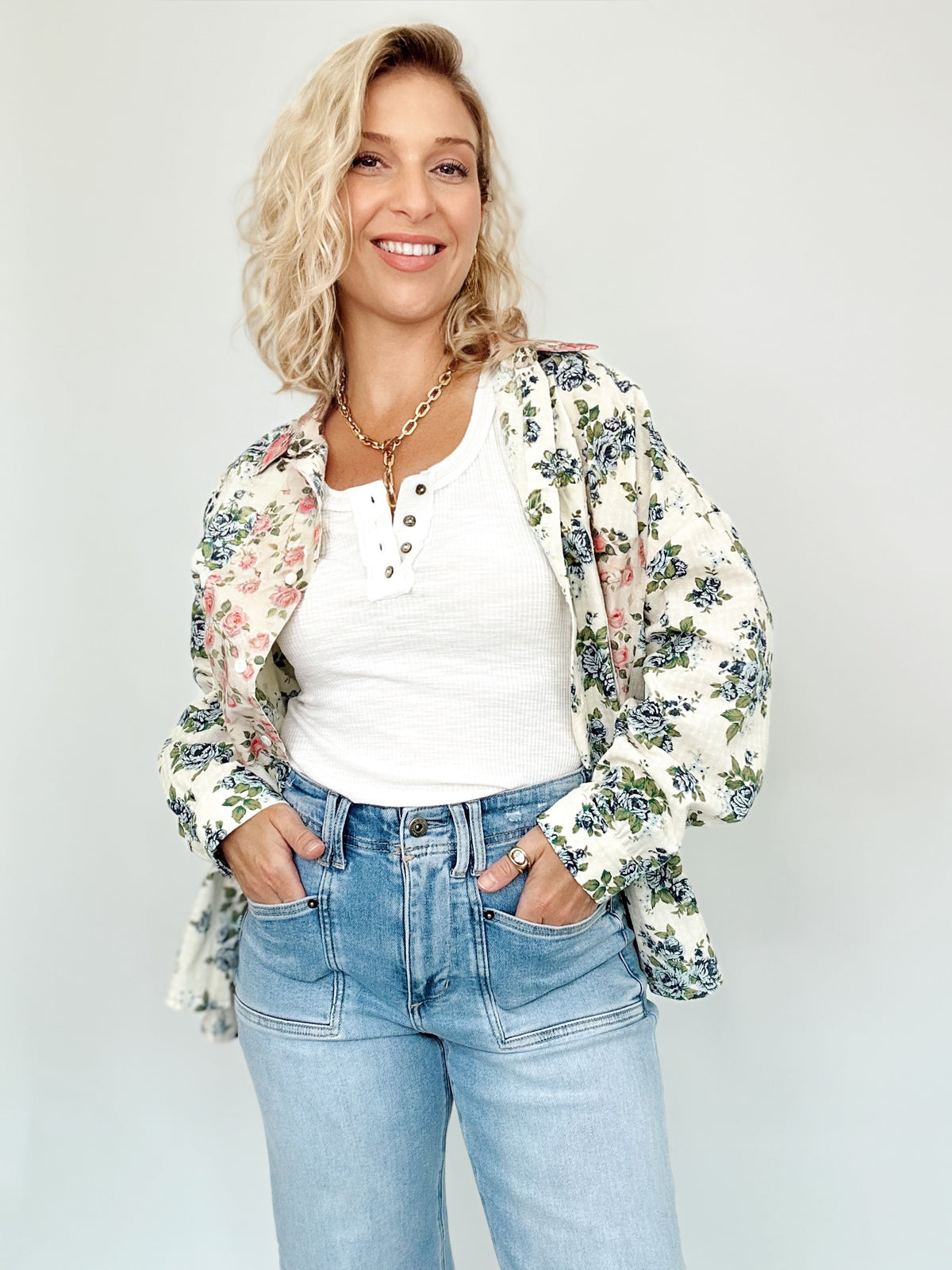 Adele Floral Button Down Shirt