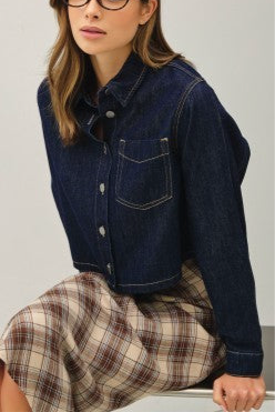 Daisy Crop Denim Shacket