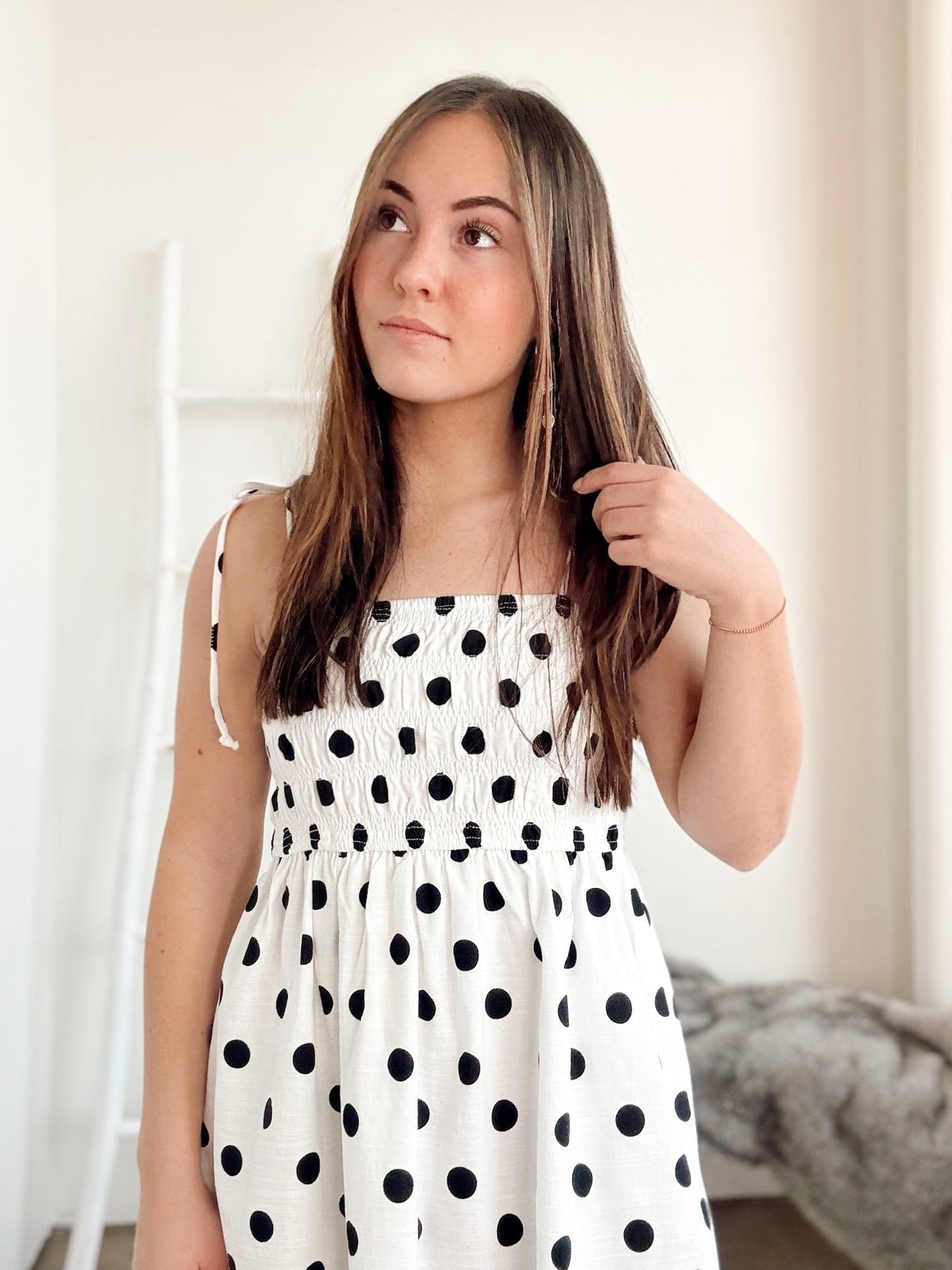Josie Polka Dot Smocked Mini Dress