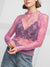 Lex Sheer Lace Top, Barbie Pink