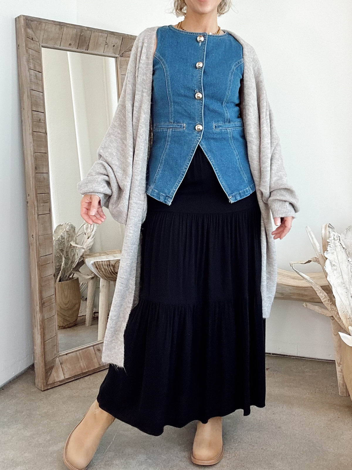 Dede Button Down Denim Vest