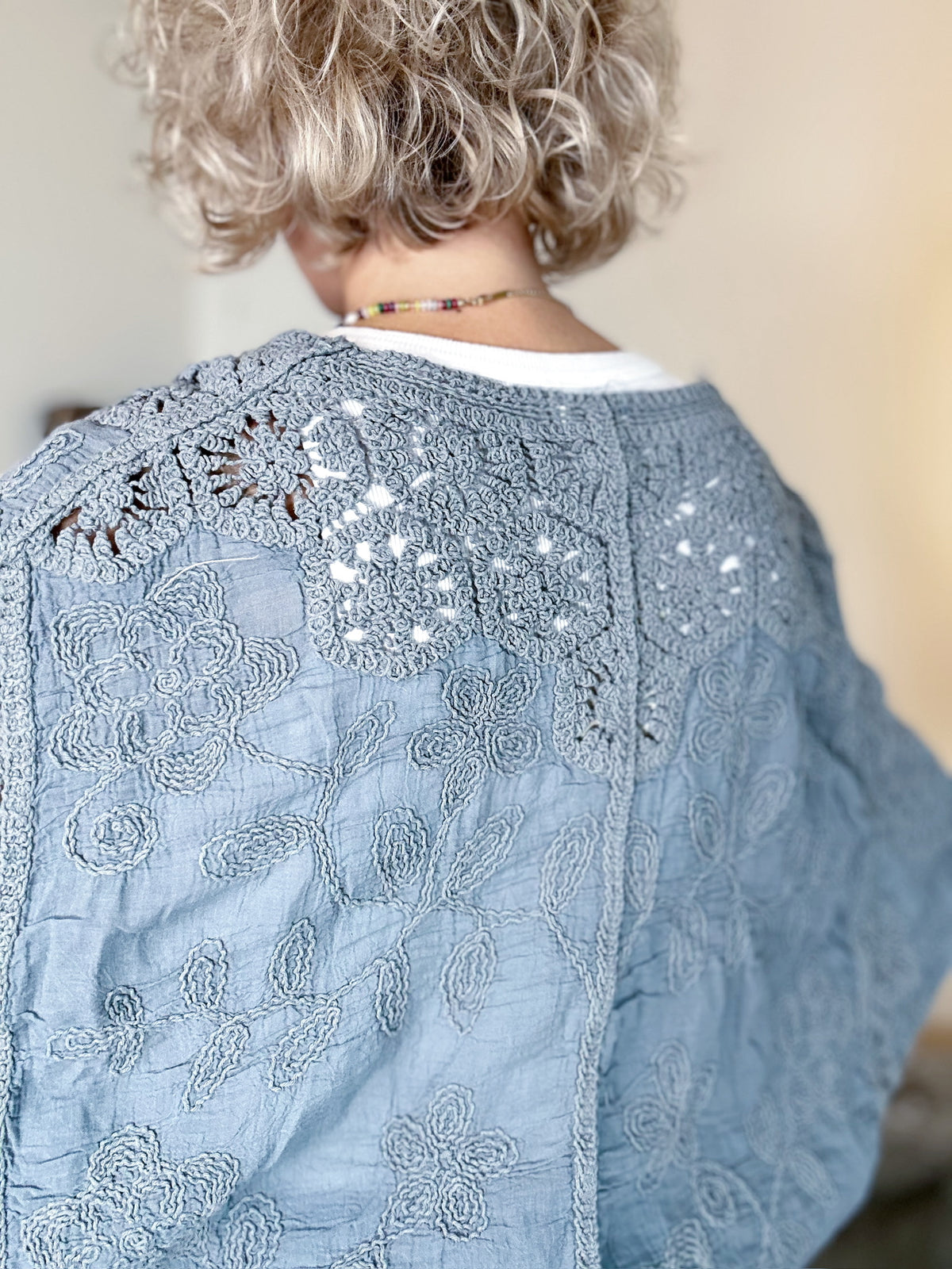 Carol Crochet Cardigan Top Grey