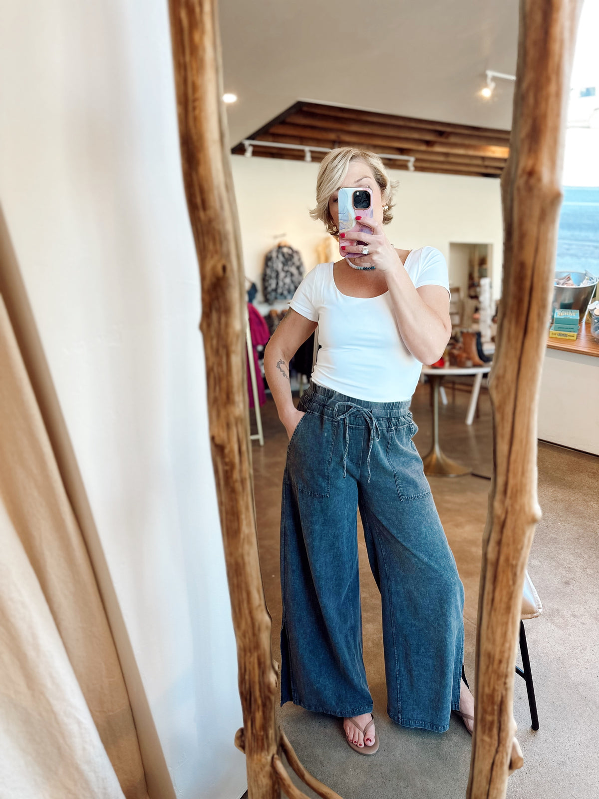 Marla Ultra Soft Double Lined Scoop Neck Knit Tee Off-White