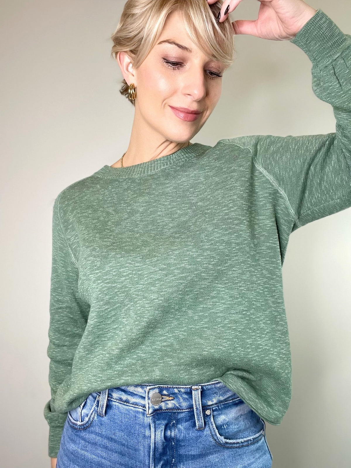 Melody Raglan Long Sleeve Slub Sweater