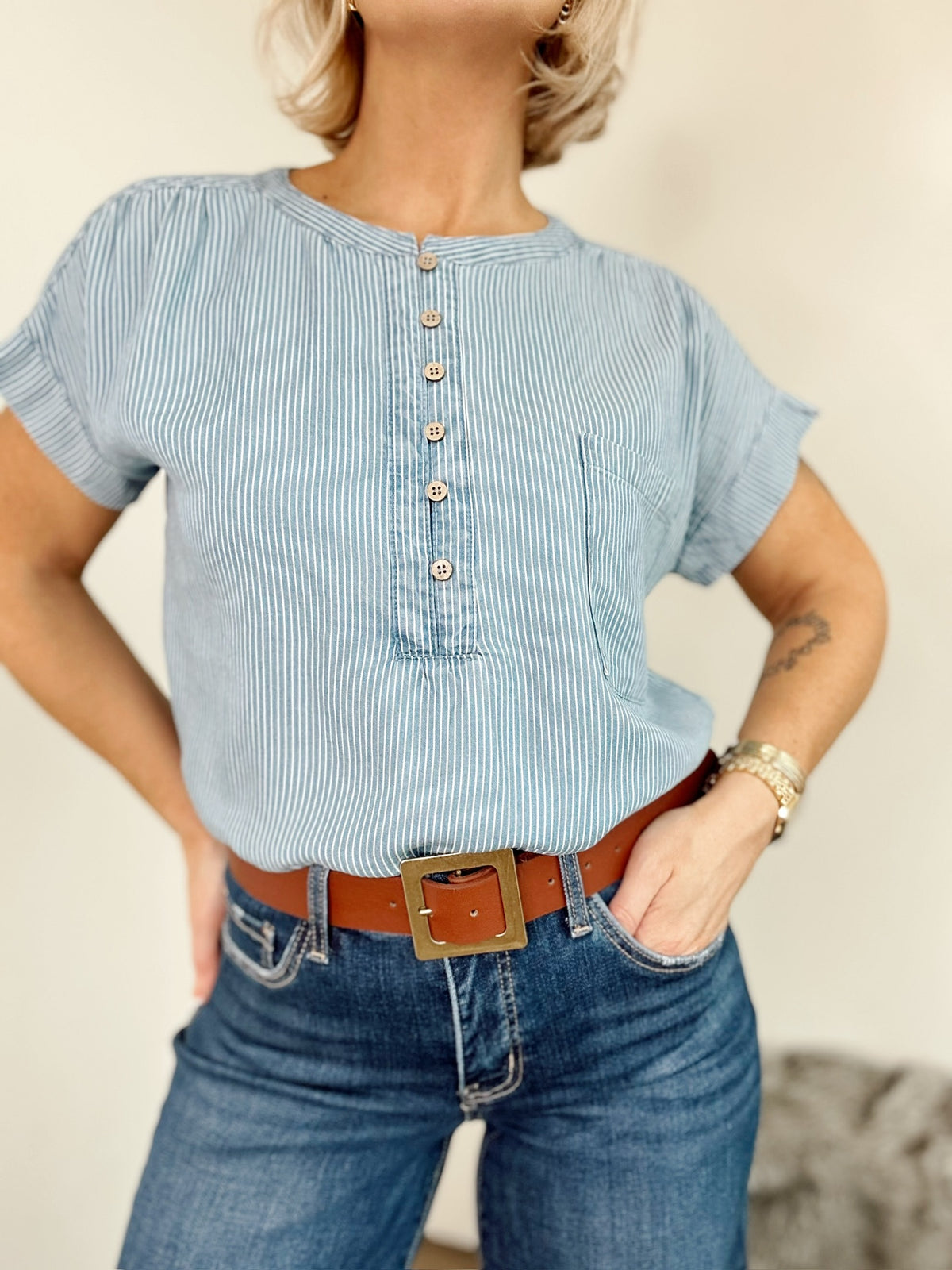 Rachel Chambray Stripe Top