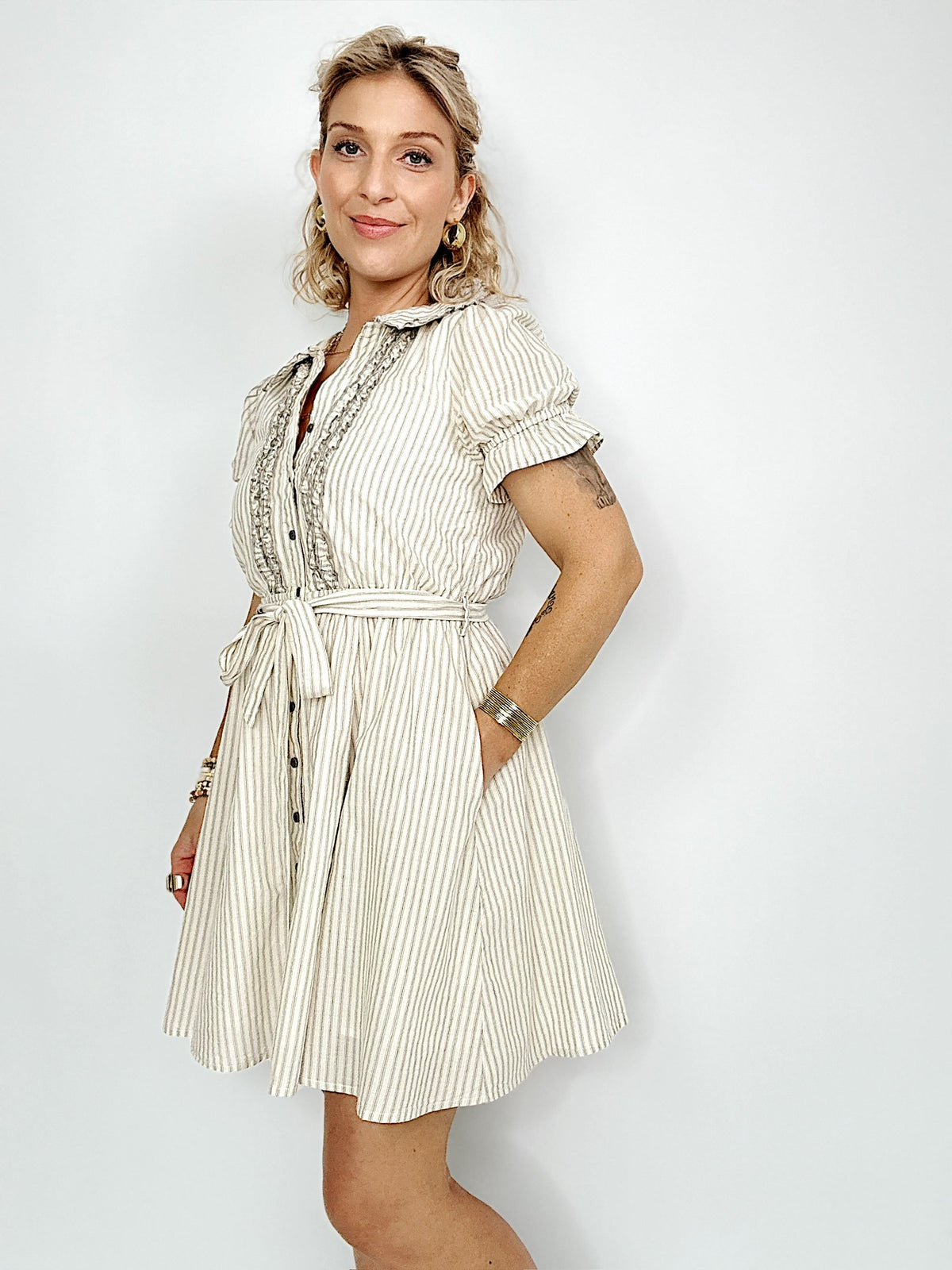 Charlotte Striped Ruffle Mini Dress