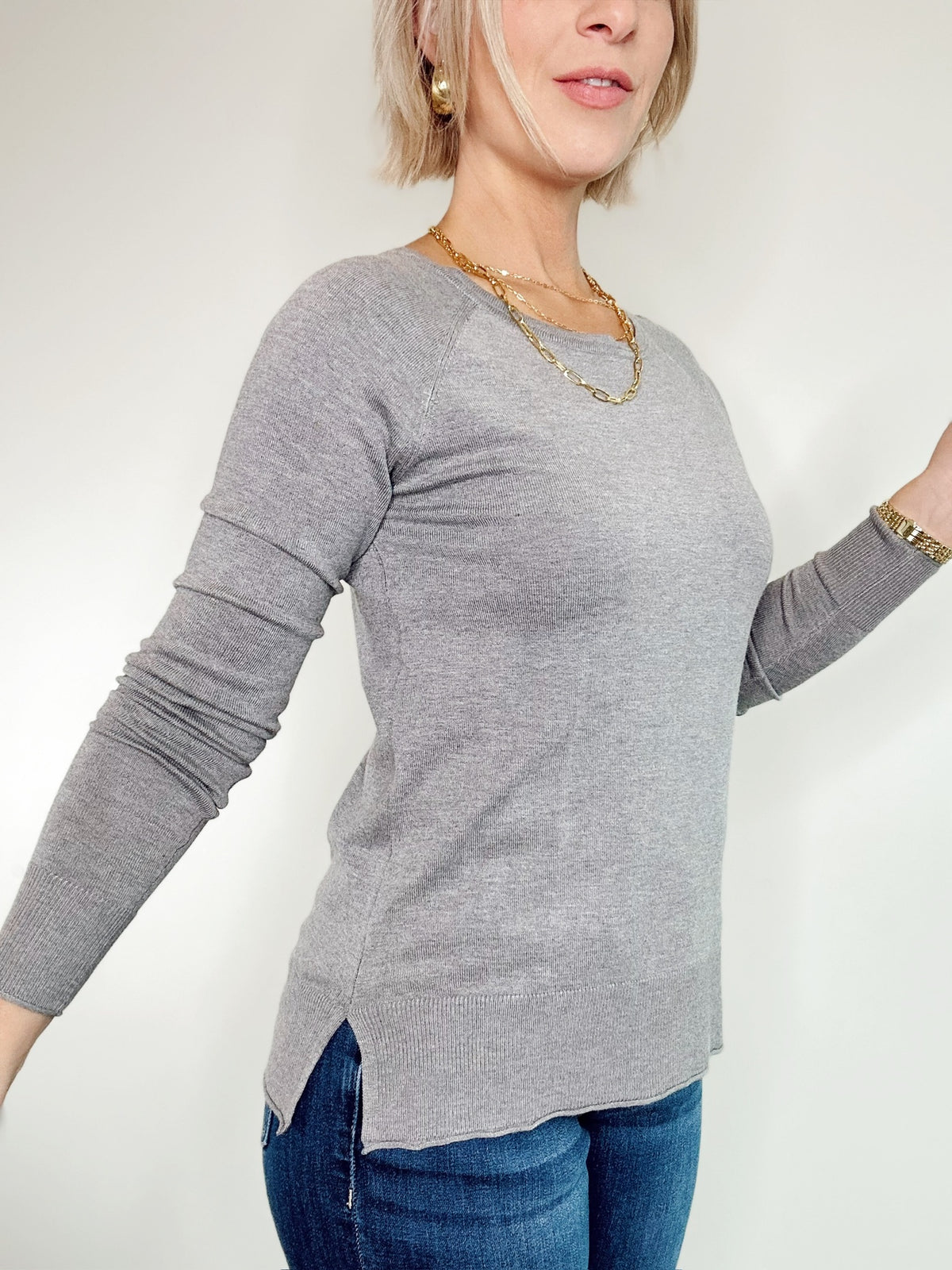 Belinda Raglan Top H. Charcoal