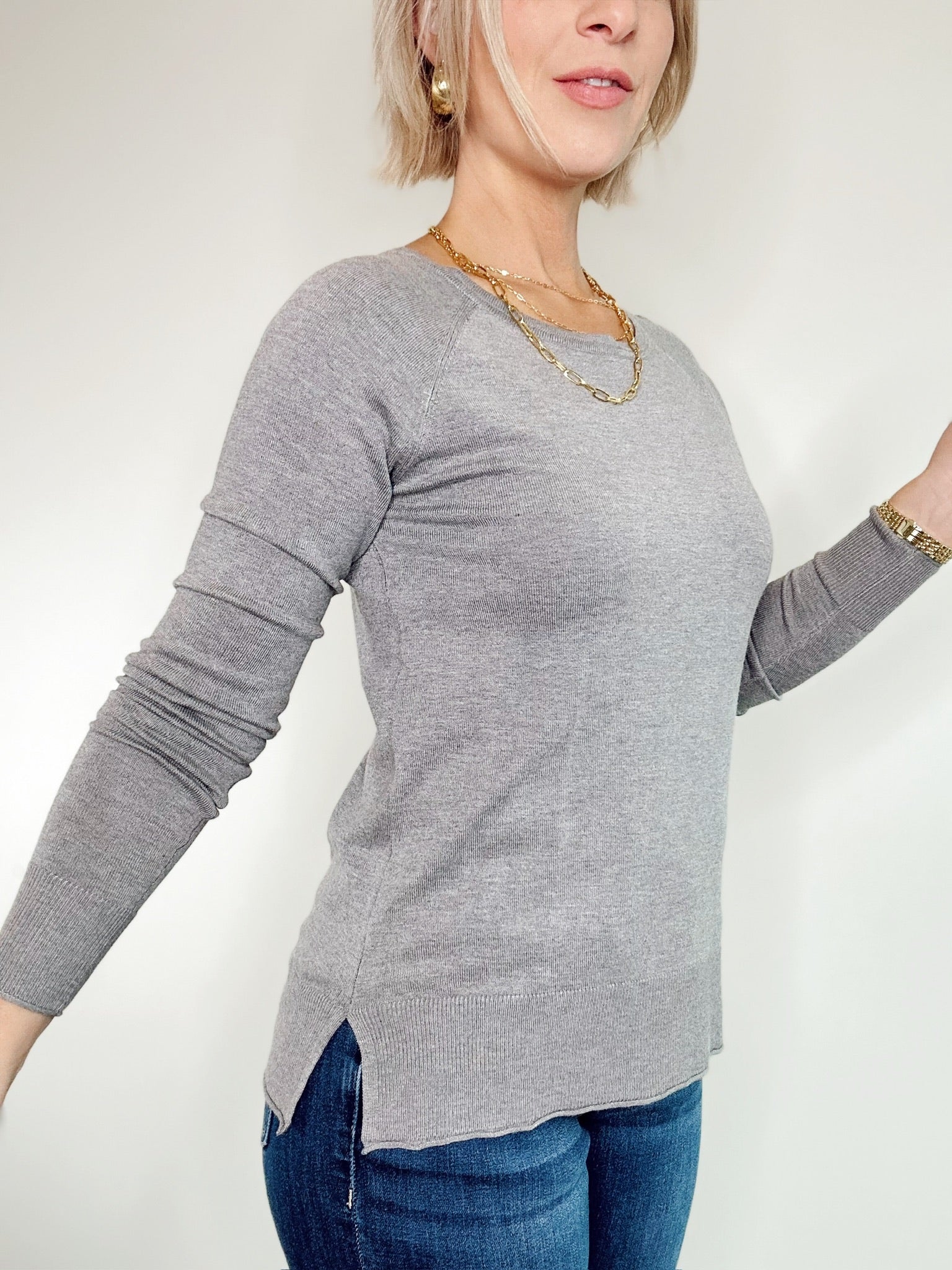 Belinda Raglan Top H. Charcoal