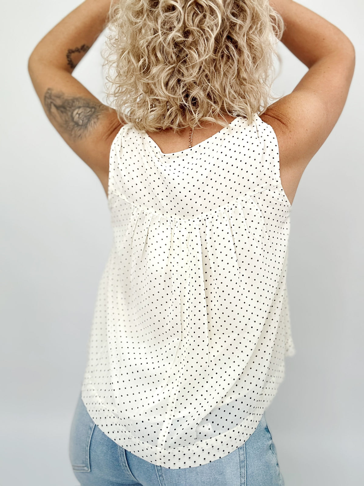 Kelsey Polka Dot Babydoll Top Cream