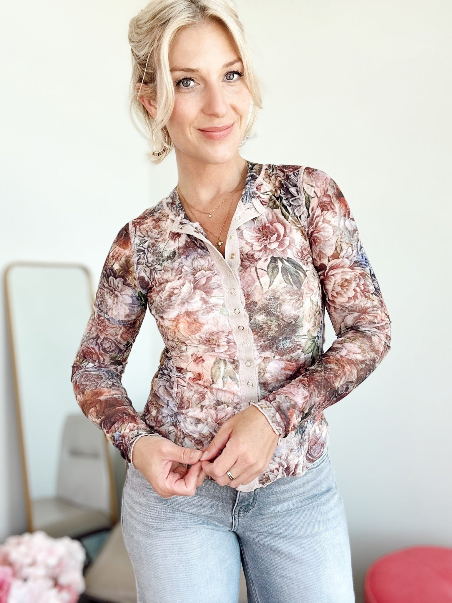 Kelsey Floral Mesh Top
