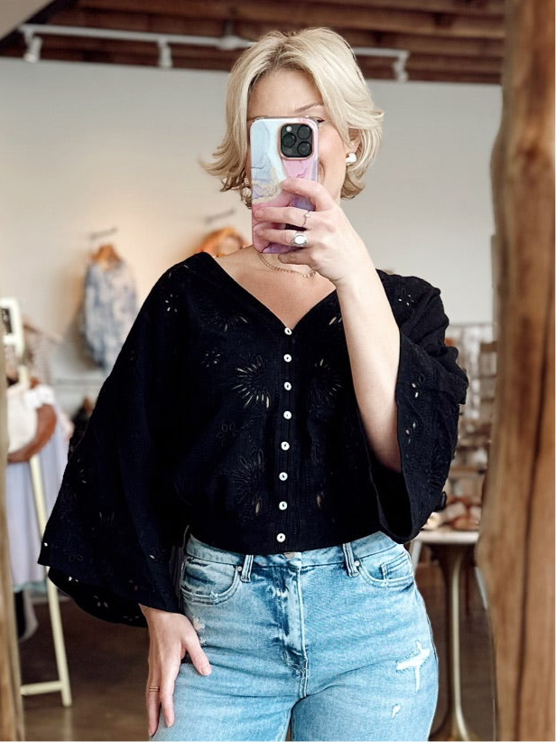 Erin Embroidered Blouse Black