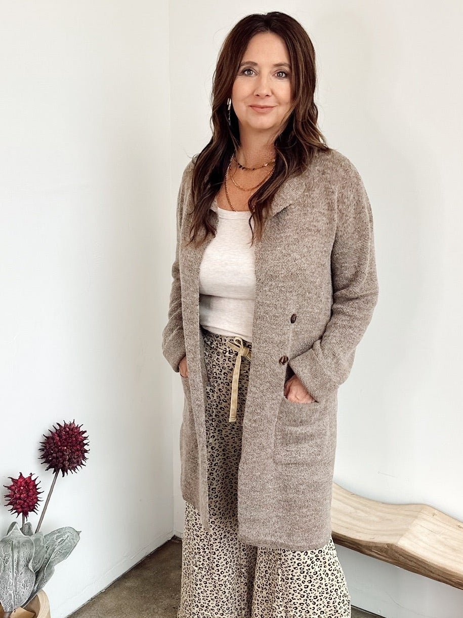 Brielle Open Sweater Coat Brown