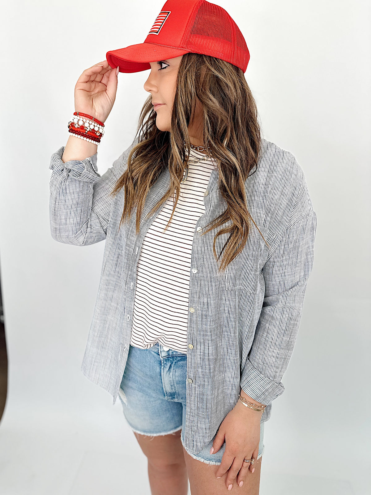 Allegra Stripe Shirt Indigo