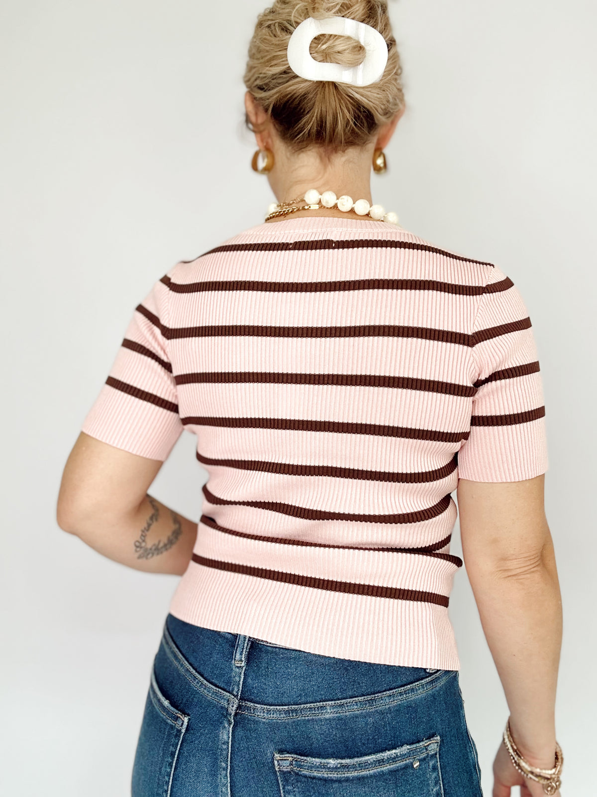 Destiny Stripe Short Sleeve Top