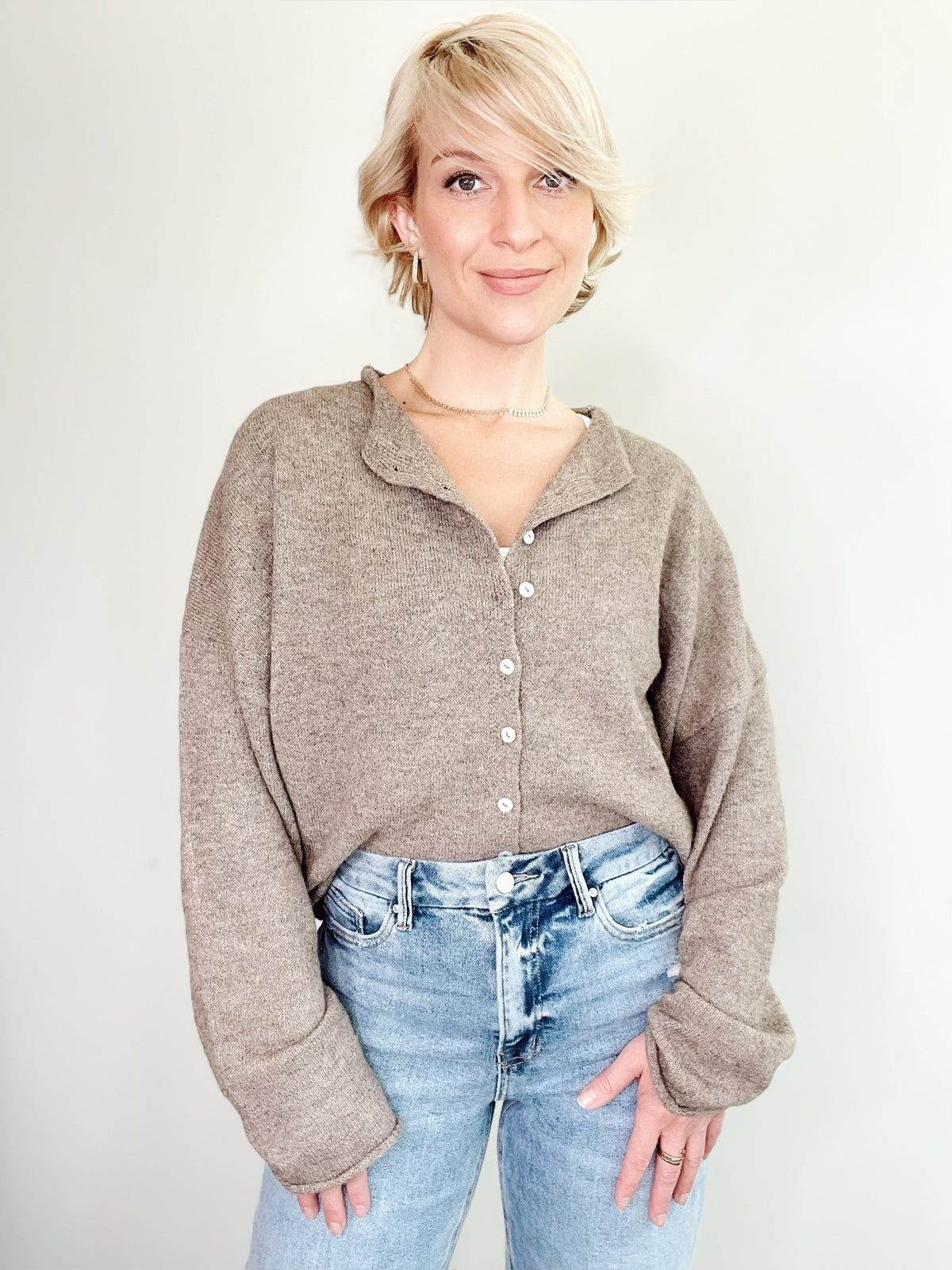 Piper Button Up Cardigan Mocha