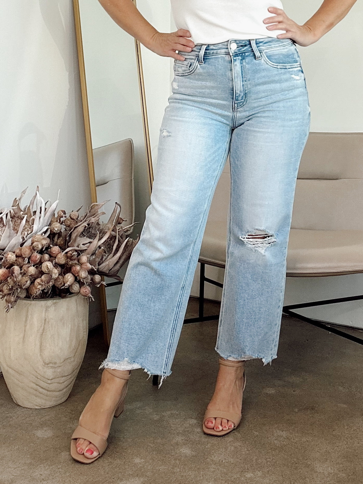 Nina High Rise Distressed Crop Jeans