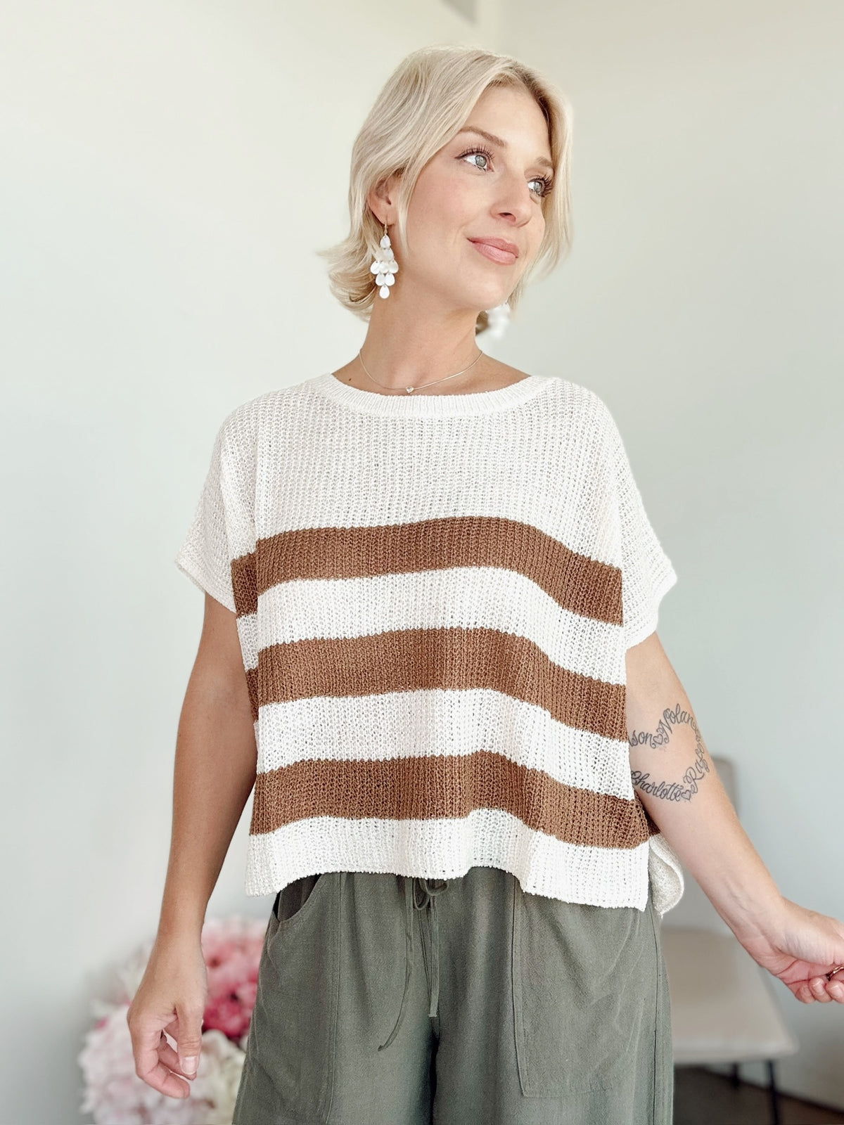 Marsha Striped Sweater Mocha Mousse