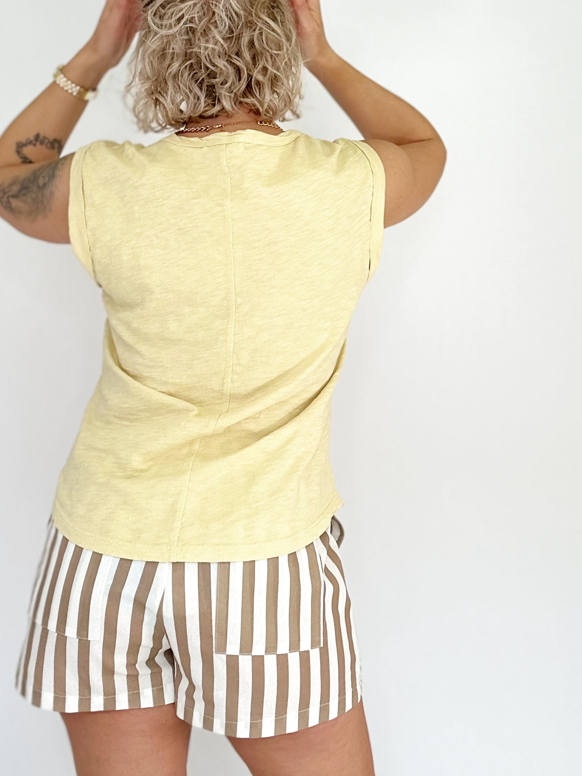 Debbie Striped Shorts Cream/Mocha