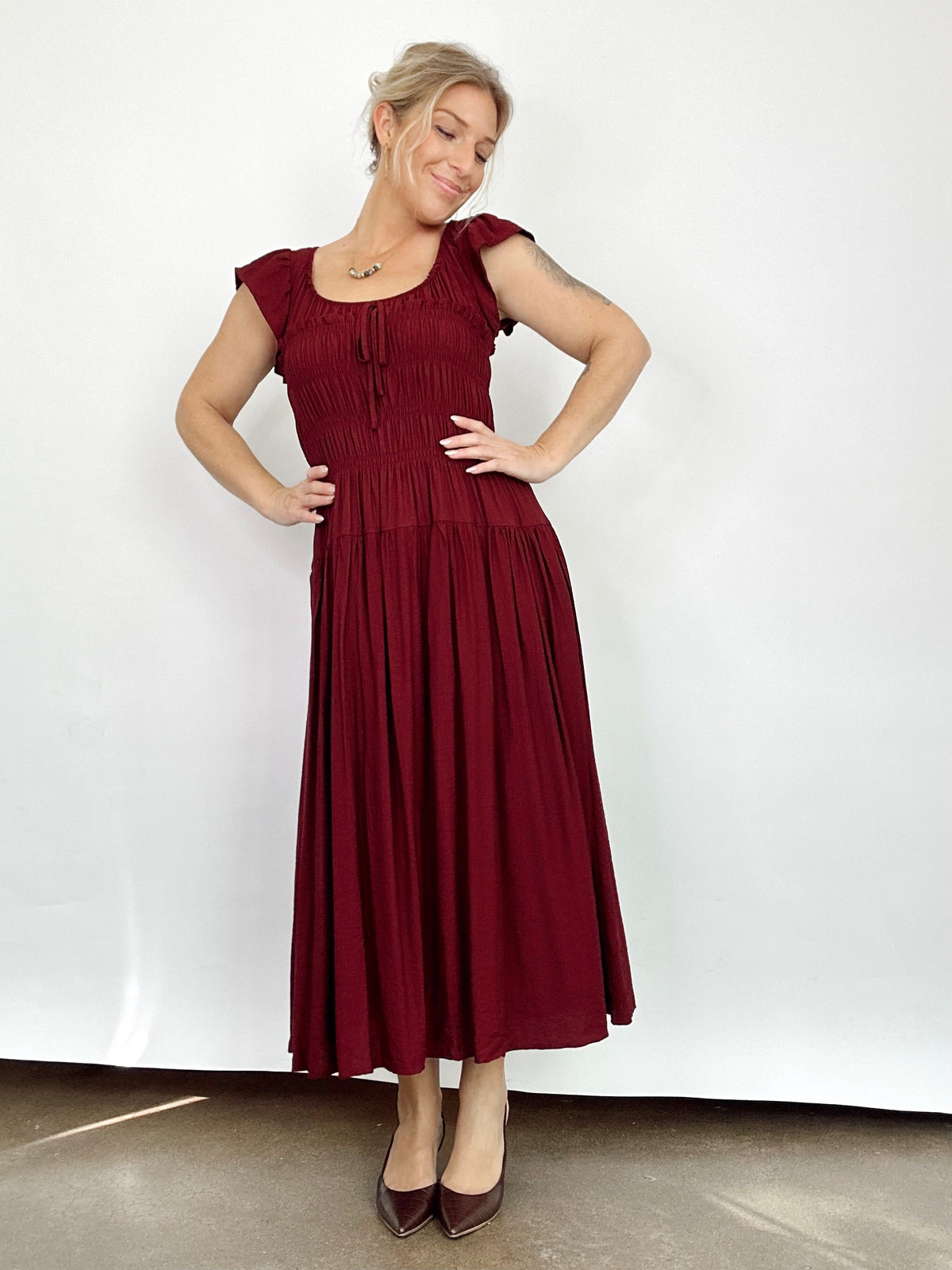 Londyn Midi Dress Burgundy