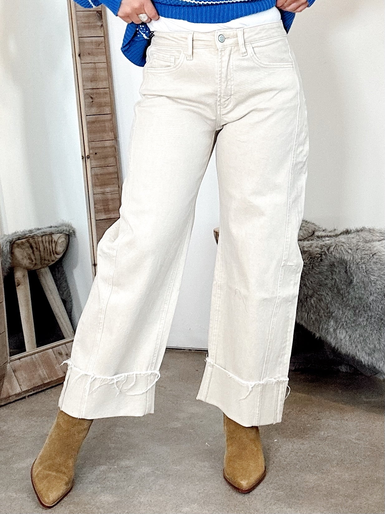 Beth High Rise Crop Cuffed Barrel Jeans