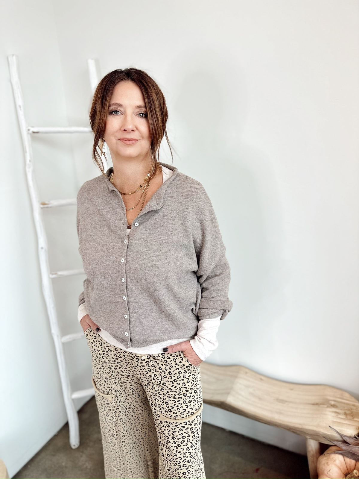 Piper Button Up Cardigan Mocha