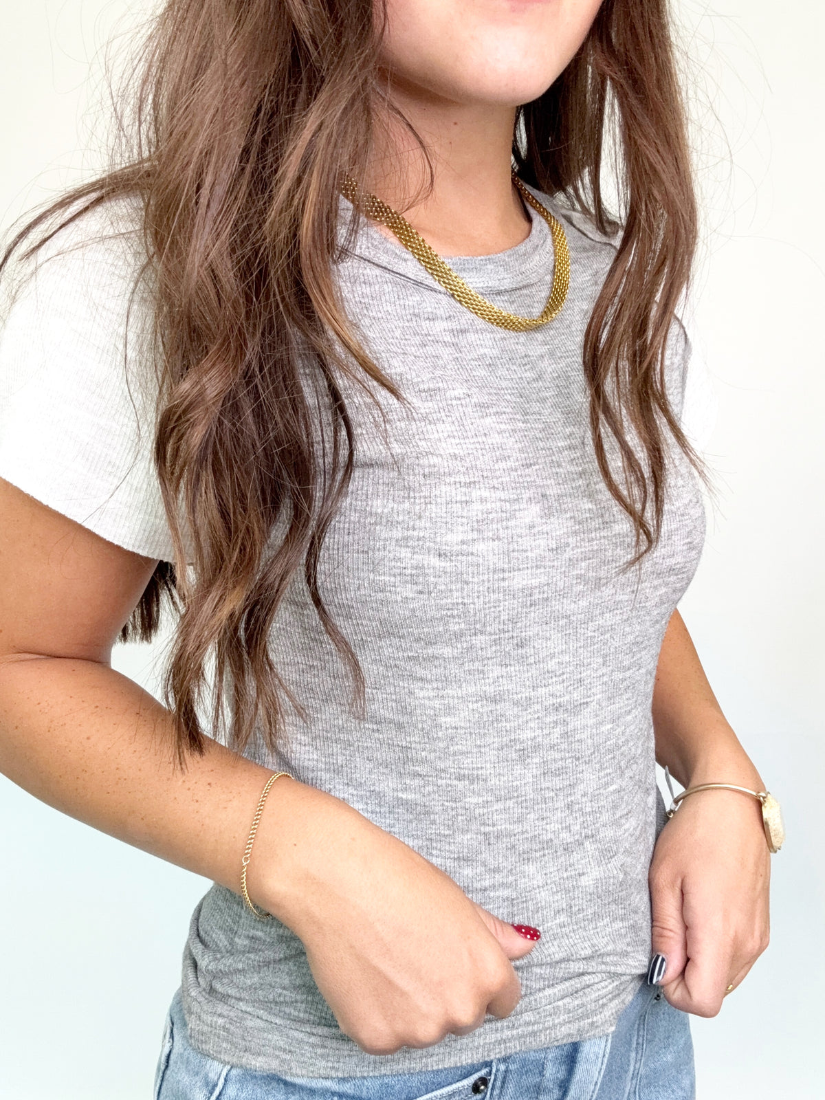 Alexia Ribbed Top Charcoal/Grey