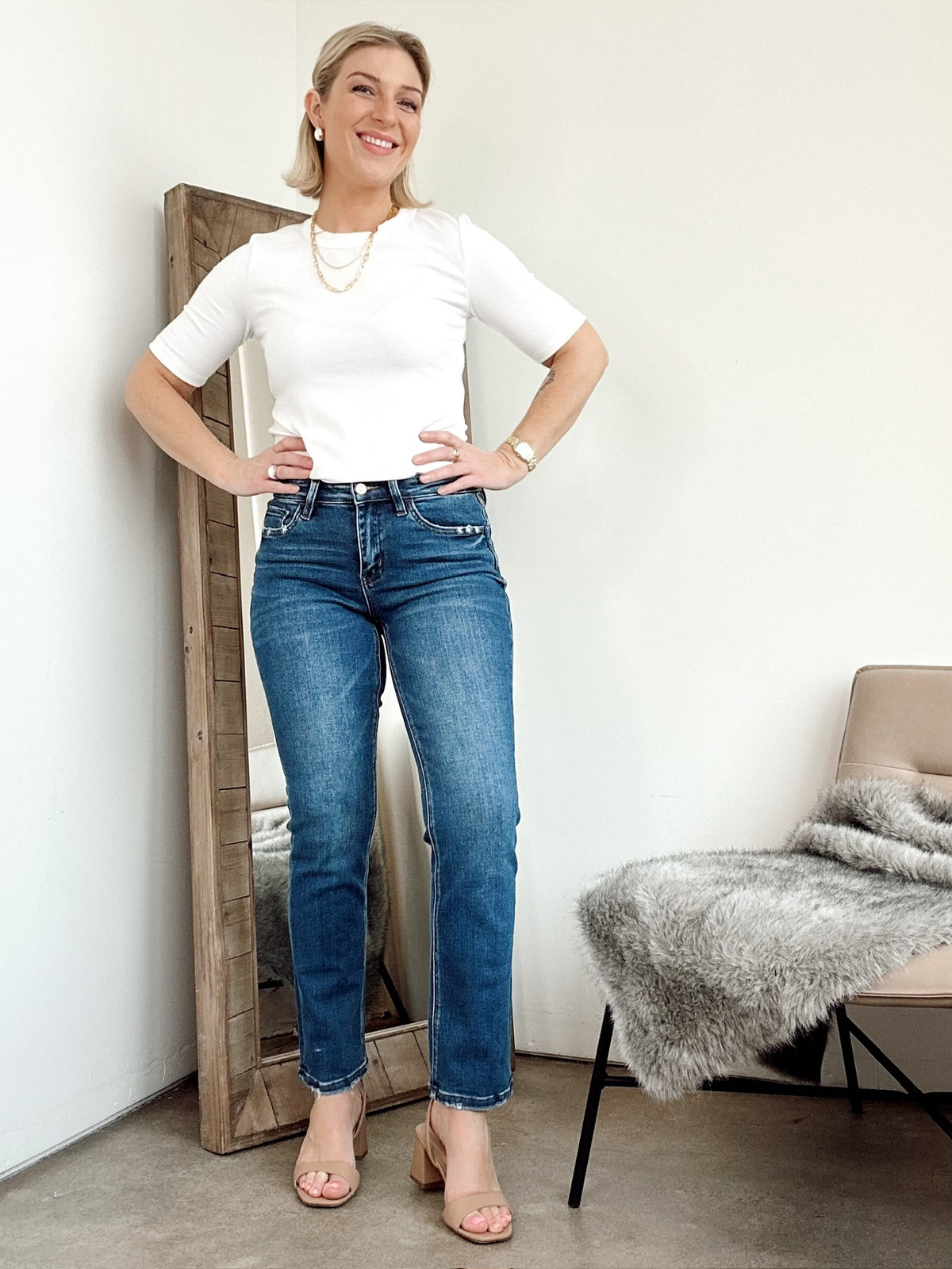Lane Mid Rise Ankle Straight Jeans
