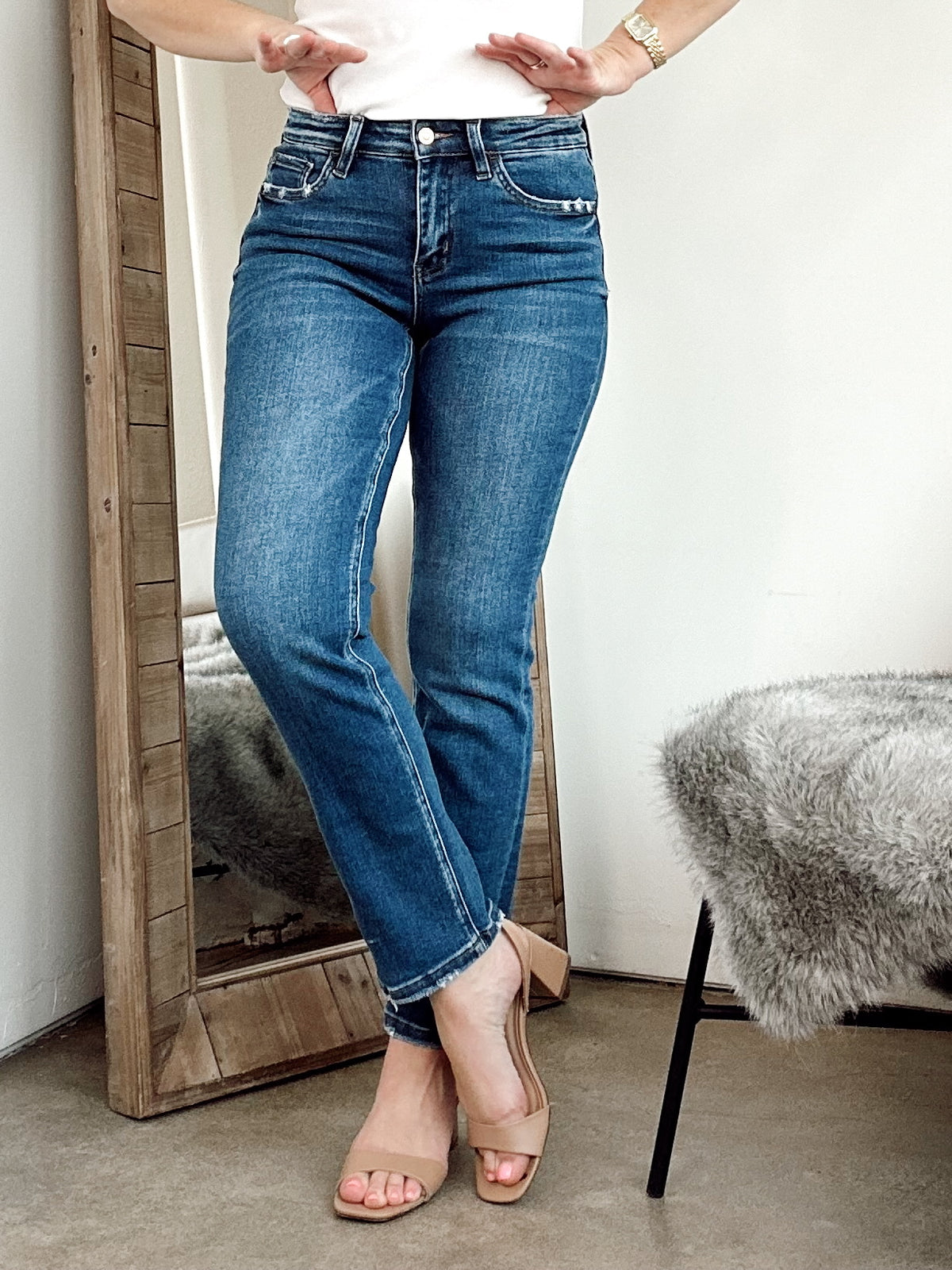 Lane Mid Rise Ankle Straight Jeans