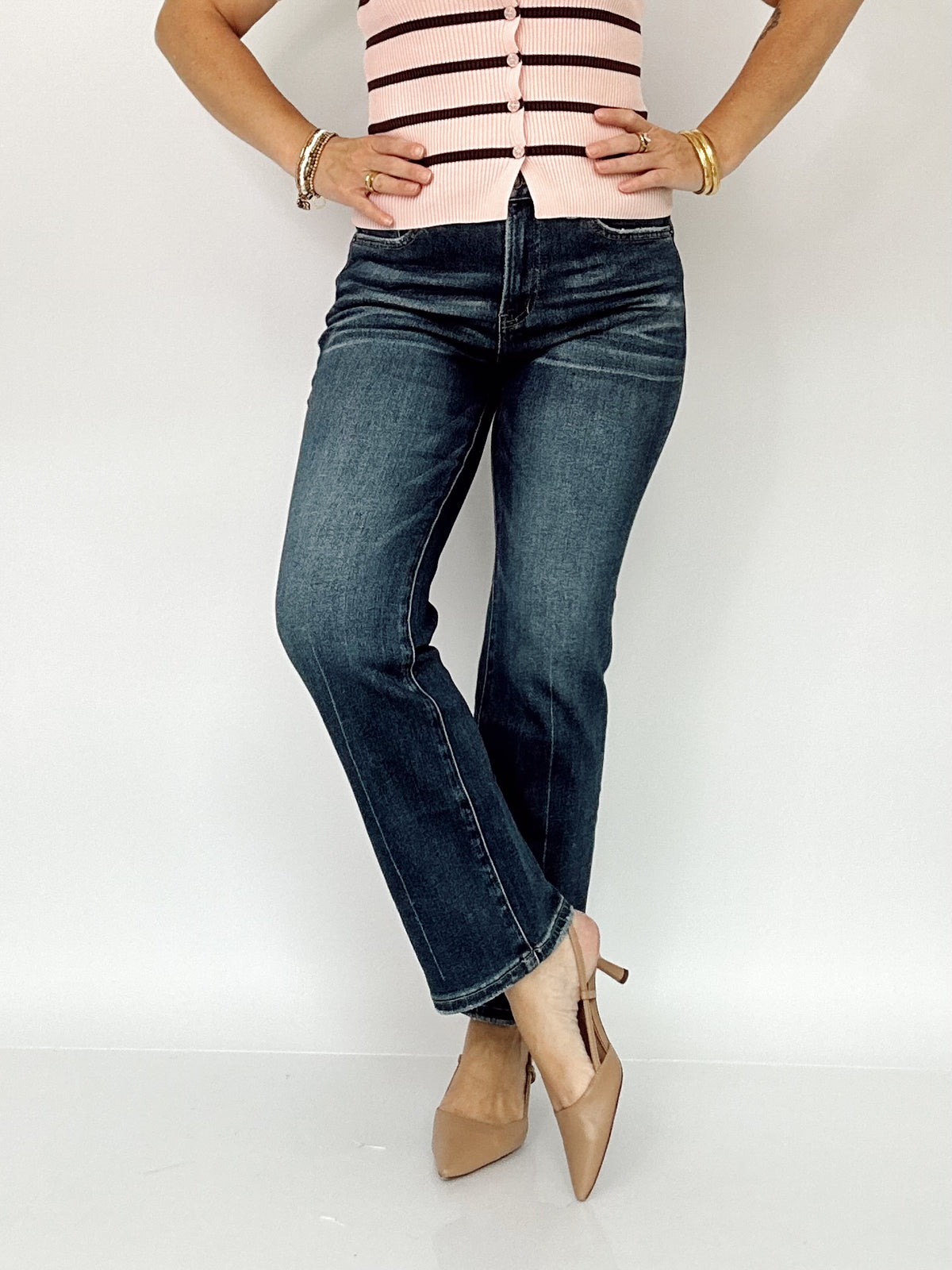 Nova High-rise Straight Leg Ankle Jeans Dark Tealish