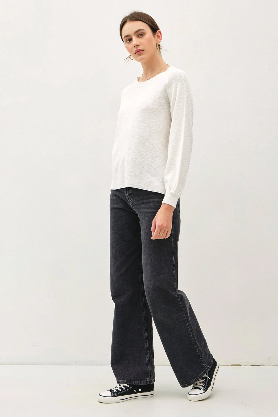 Melody Raglan Long Sleeve Slub Sweater