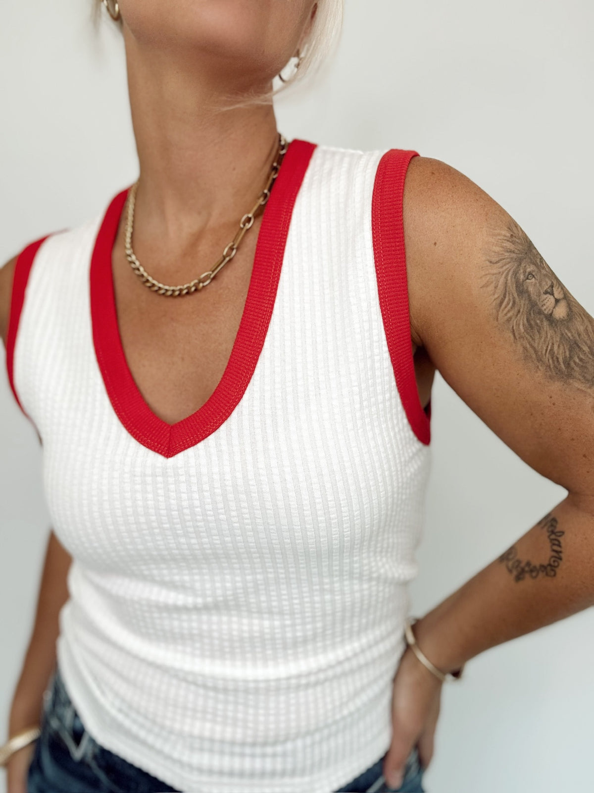 Monica V-neck Tank Top Off White
