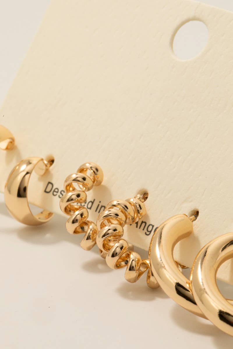 3Pc Mixed Hoop Earrings Set G