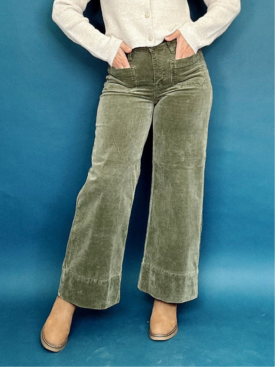 Autumn High Rise Crop Corduroy Pants